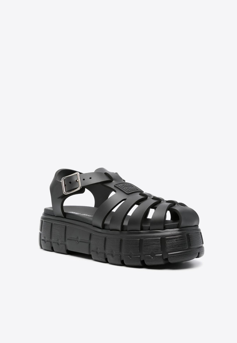 Miu Miu Caged Flatform Sandals Black 5X140EF0503LKK_F0002