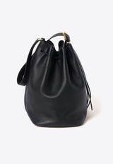 Miu Miu Logo Embossed Leather Bucket Bag Black 5BE089VOOO2CRM_F0002