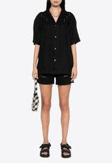 P.A.R.O.S.H Embroidered Linen Shirt Black D380615BEACH24_013