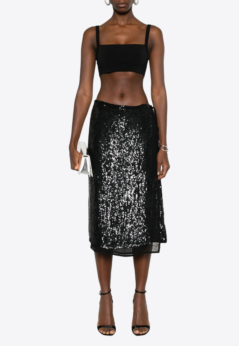 P.A.R.O.S.H Gabriel Sequined Midi Wrap Skirt Black D620684GABRIEL_013