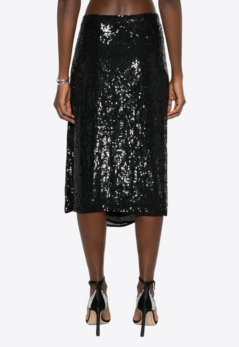 P.A.R.O.S.H Gabriel Sequined Midi Wrap Skirt Black D620684GABRIEL_013