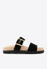 Miu Miu Suede Buckle Sandals Black 5XX632FD010068_F0002