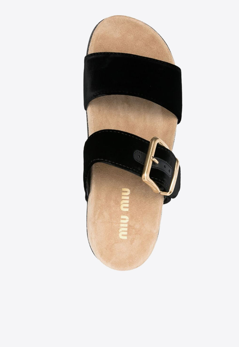 Miu Miu Suede Buckle Sandals Black 5XX632FD010068_F0002
