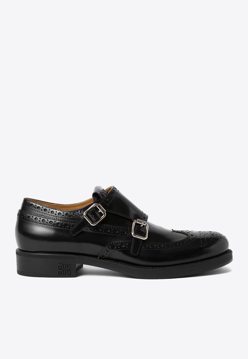 Miu Miu X Church's Leather Monk Strap Shoes Black 5E039EFM030055_F0002