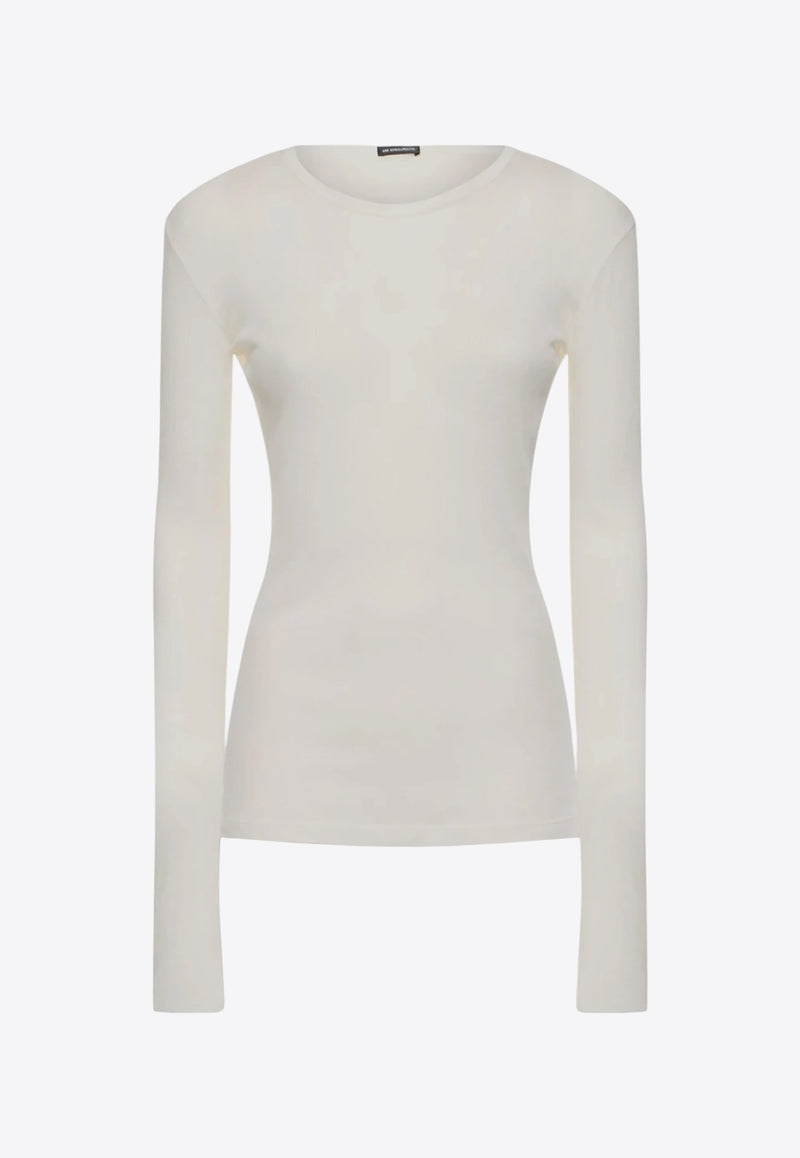 Ann Demeulemeester Fiene Essential Long-Sleeved T-shirt White B0011488FA434_002