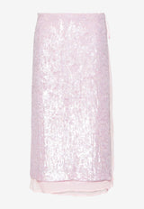 P.A.R.O.S.H Sequin Embellished Midi Skirt Pink D620684GABRIEL_027