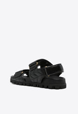 Miu Miu Logo Plaque Matelassé Sandals Black 5X135EF01088T_F0002