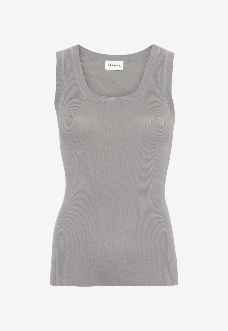 P.A.R.O.S.H Ribbed-Knit Tank Top Gray D540712CIPRIA24_018
