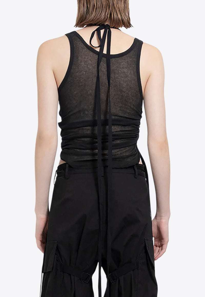 Ann Demeulemeester Mara Wrinkled Sheer Cropped Tank Top Black B0011982FA434_099