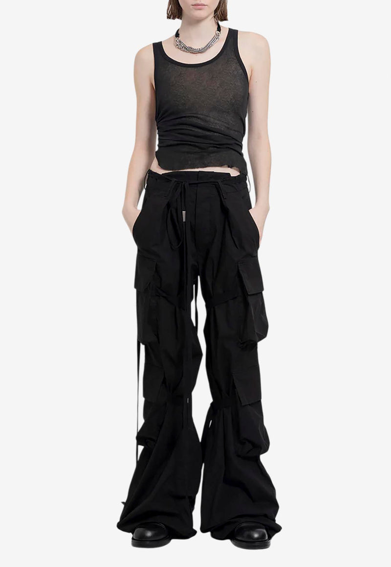 Ann Demeulemeester Mara Wrinkled Sheer Cropped Tank Top Black B0011982FA434_099