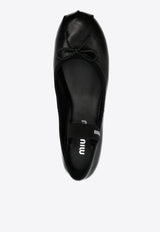 Miu Miu Logo Jacquard Calf Leather Ballet Flats Black 5F794DFDX05XUU_F0002
