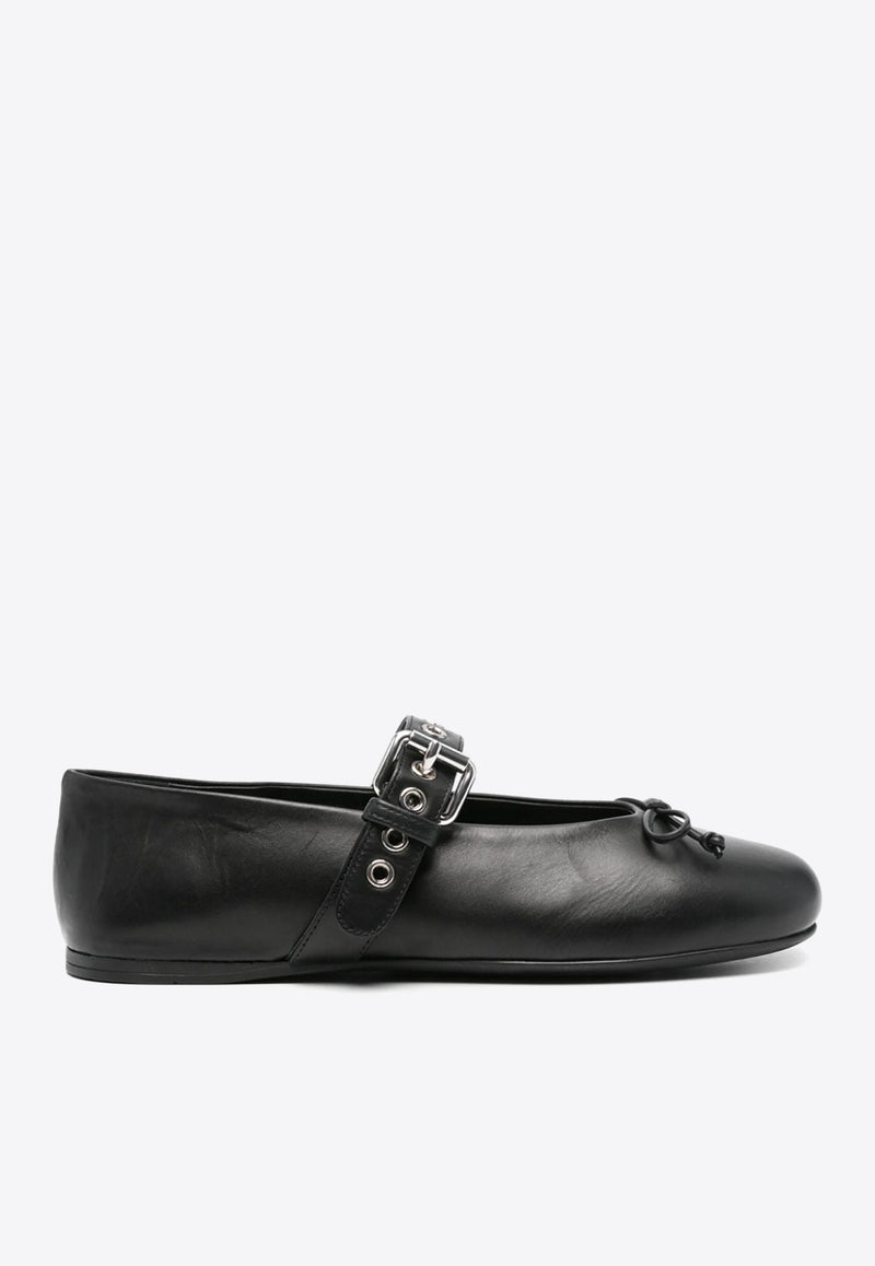 Miu Miu Calf Leather Ballet Flats Black 5F210EF570_F0002