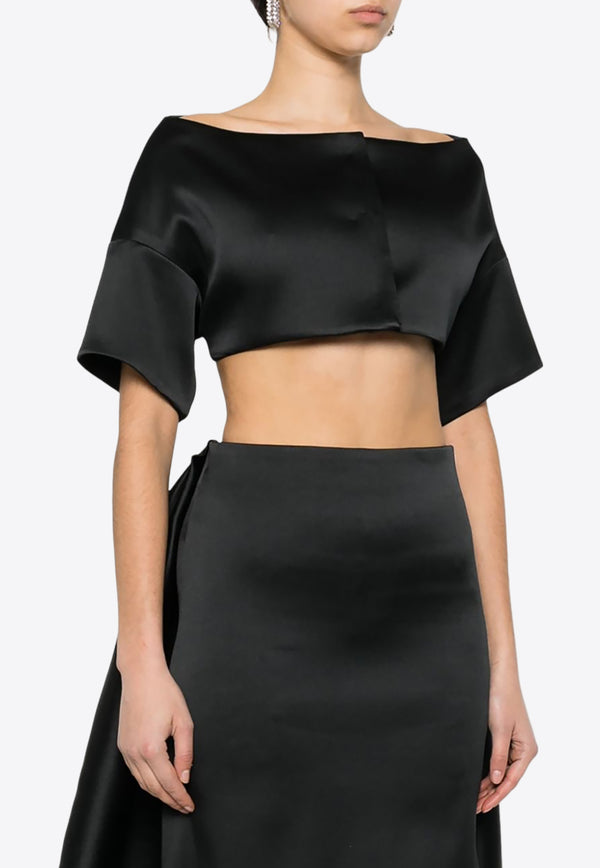 P.A.R.O.S.H Papavero Drop Shoulder Cropped Top Black D400005PAPAVERO_013