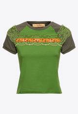 CORMIO Lace-Trimmed Cropped T-shirt Green BOAH 2.0_Green