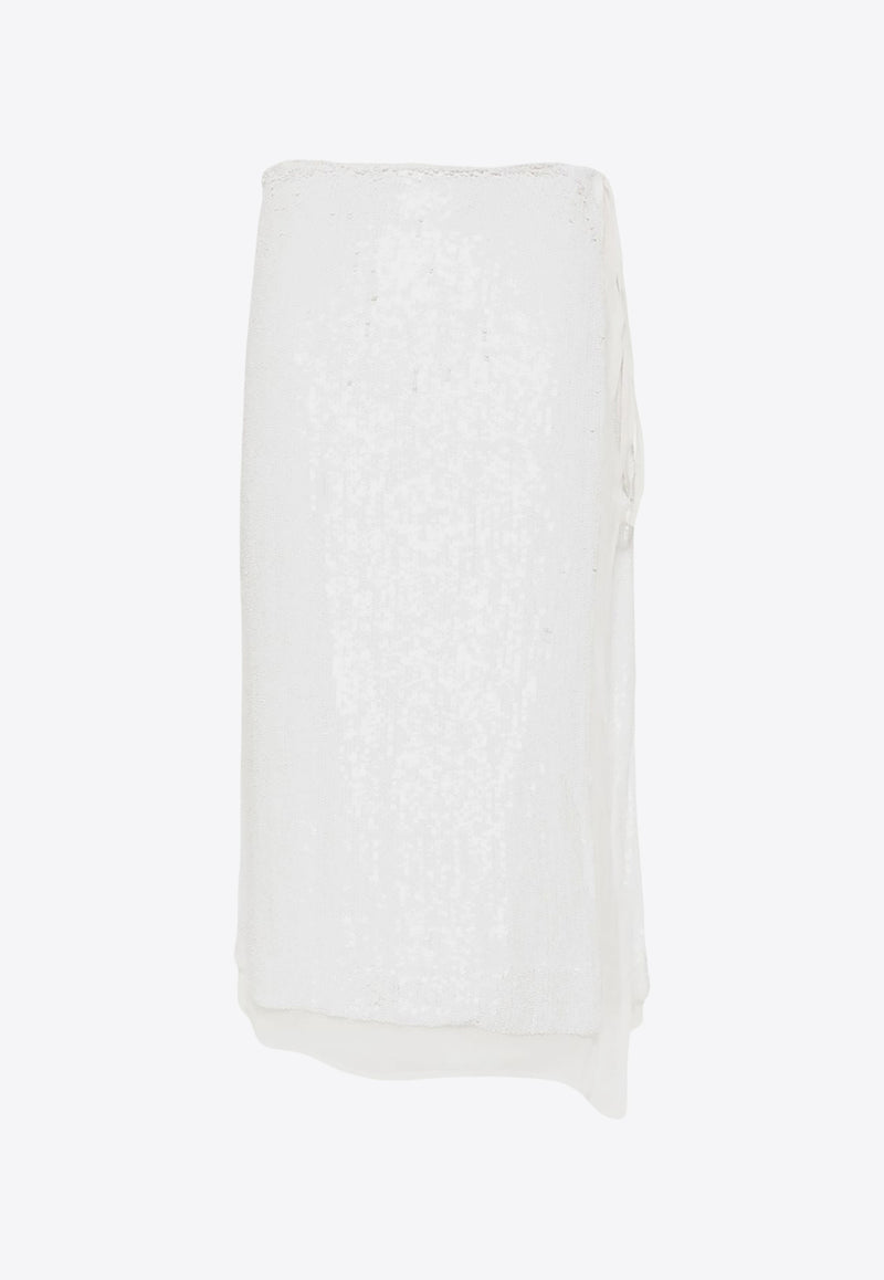 P.A.R.O.S.H Gabriel Sequined Wrap Skirt White D620684GABRIEL_001