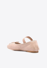 Miu Miu Logo Jacquard Calf Leather Ballet Flats Pink 5F794DFDX05XUU_F0NZ2