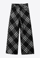 Burberry Wide-Leg Checked Pleated Pants 8081401_B6420 Monochrome