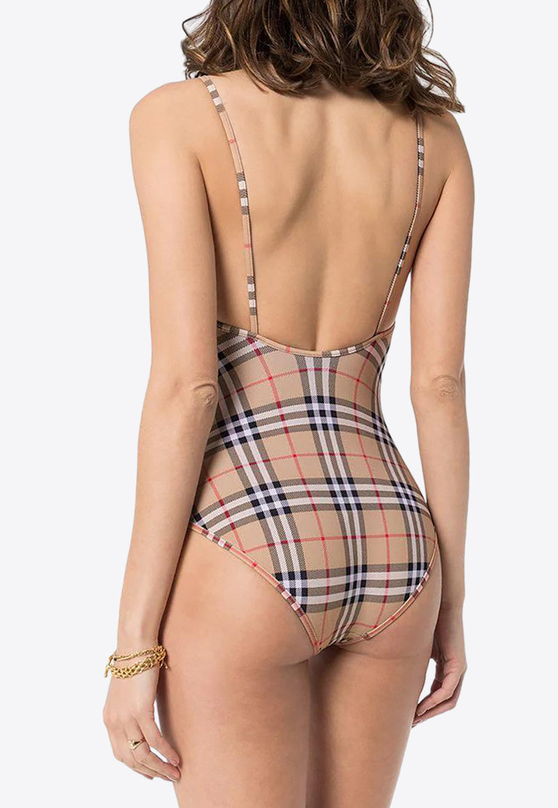 Burberry Vintage Check One-Piece Swimsuit 8009009_A5145 Beige