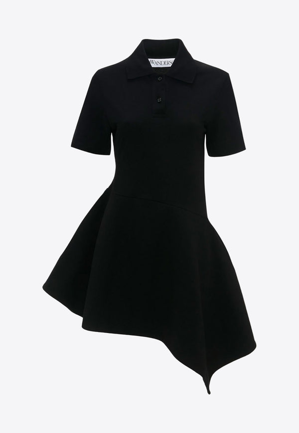 JW Anderson Asymmetric Mini Polo Dress Black JD0037PG1479_999