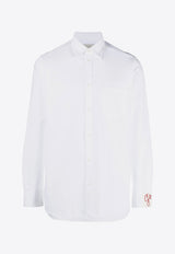 Golden Goose DB Embroidered Logo Long-sleeved Shirt White GMP00246P000681_10189