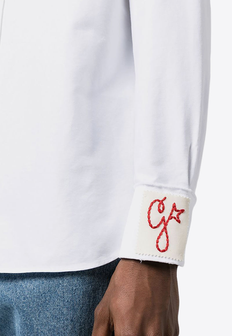 Golden Goose DB Embroidered Logo Long-sleeved Shirt White GMP00246P000681_10189