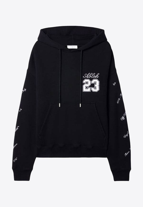 Off-White 23 Logo Embroidered Hooded Sweatshirt OMBB085S24FLE011_1001 Black