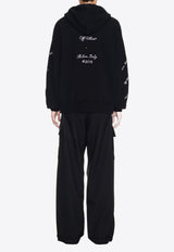 Off-White 23 Logo Embroidered Hooded Sweatshirt OMBB085S24FLE011_1001 Black
