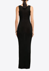 AMI PARIS Sleeveless Fine Ribbed Maxi Dress Black FDR334JE0055_001
