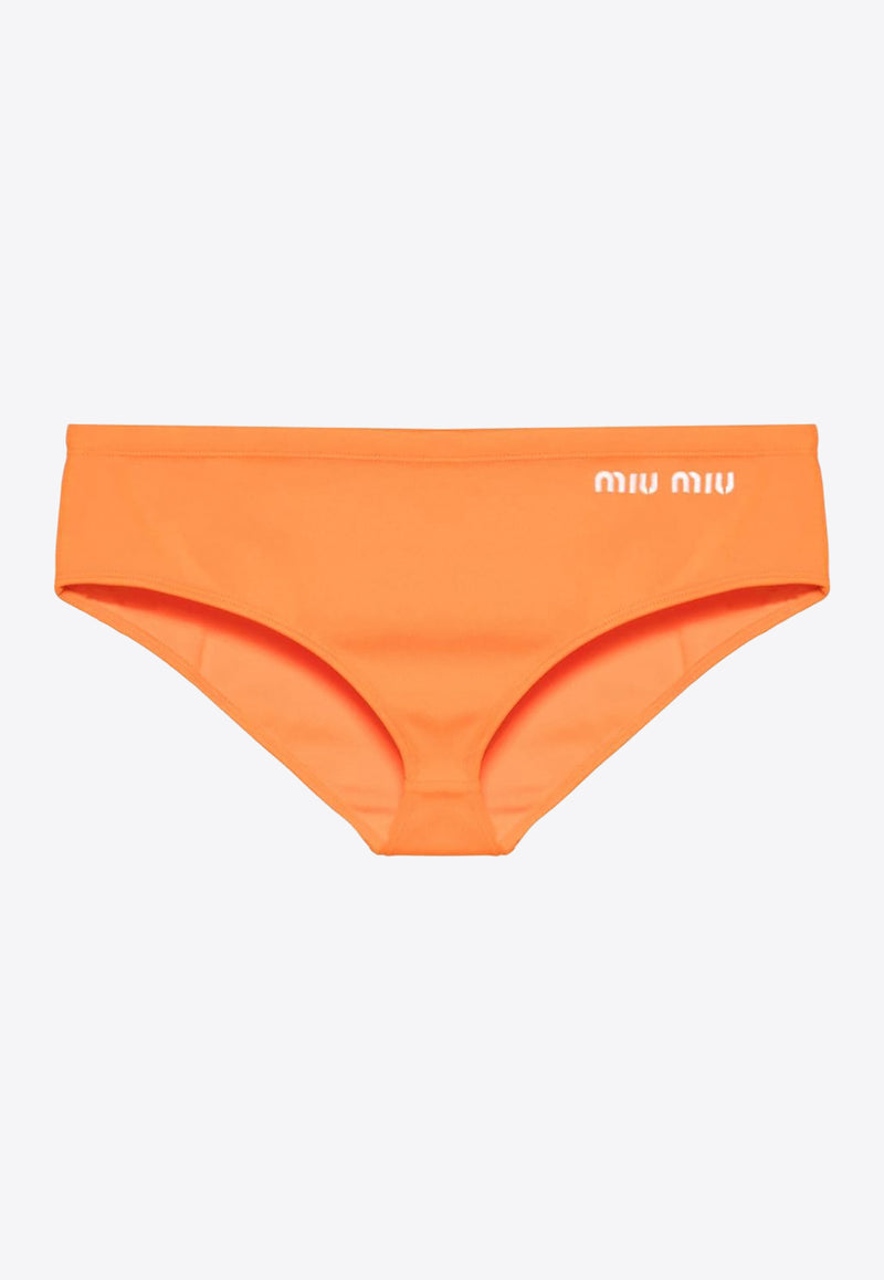 Miu Miu Logo Embroidered Bikini Bottom Orange MMP248SOOO14SJ_F0049