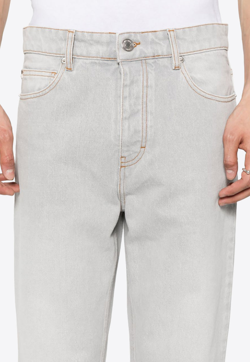 AMI PARIS Cropped Tapered Jeans Gray HTR103DE0028_0555