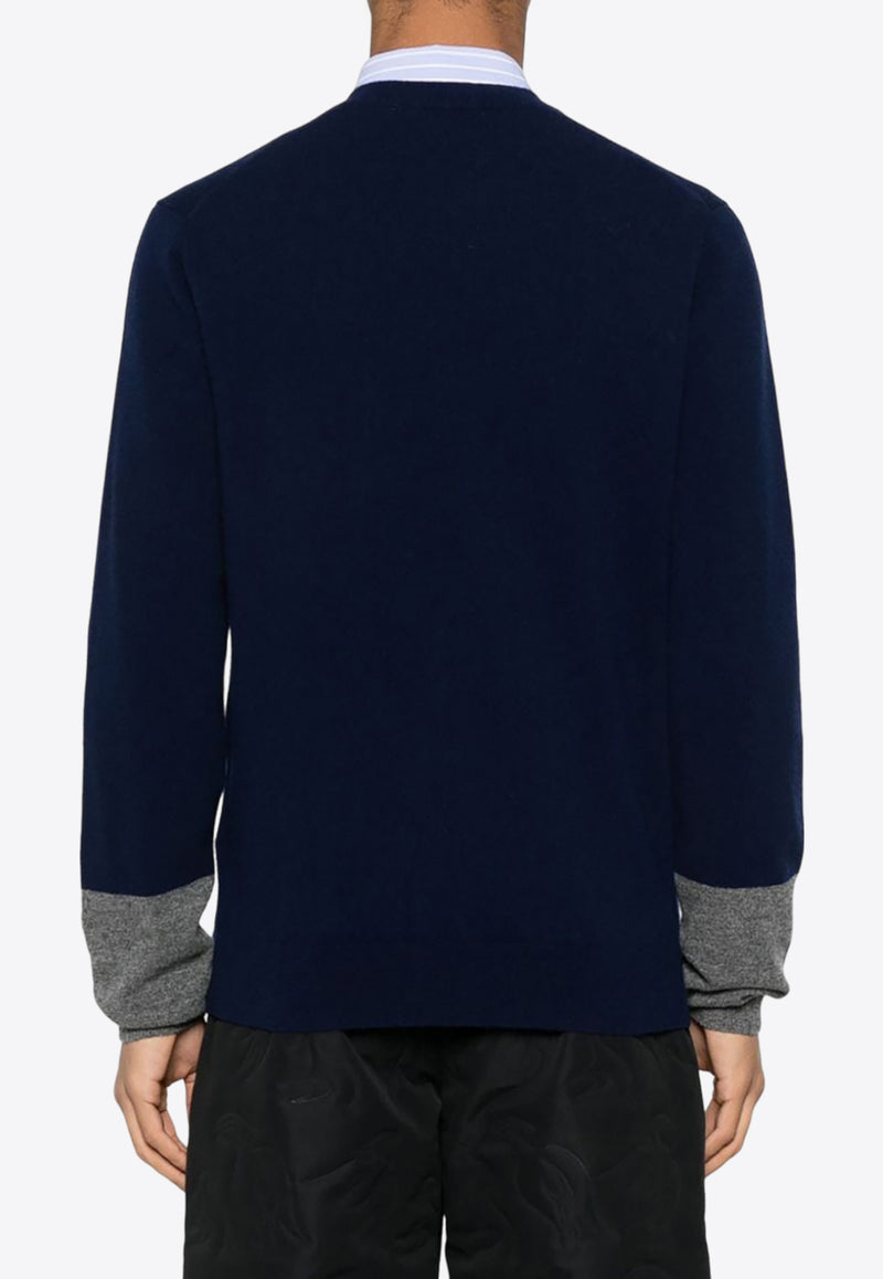 Comme Des Garçons Knitted Wool Sweater Navy FZN111PER_2NAVY/TOP GREY