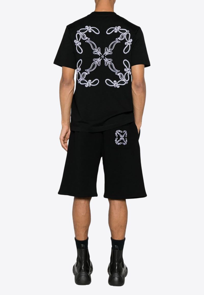 Off-White Bandana Arrow-Embroidered Crewneck T-Shirt OMAA027S24JER001_1001 Black