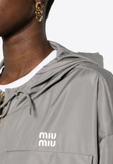 Miu Miu Logo Appliqué Water-Repellent Jacket Gray ML1030SOOO13MF_F0112