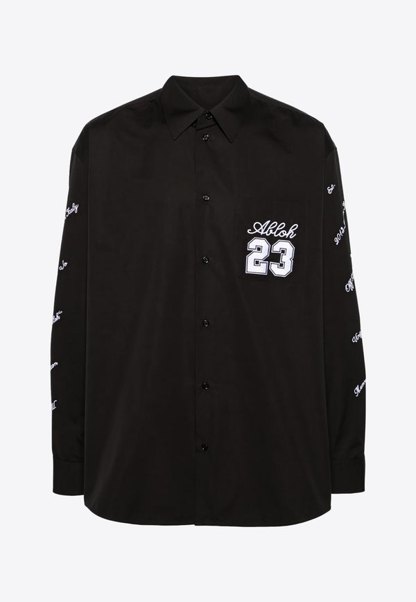 Off-White 23 Logo-Embroidered Button-Up Shirt OMGE004S24FAB002_1001 Black