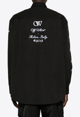 Off-White 23 Logo-Embroidered Button-Up Shirt OMGE004S24FAB002_1001 Black