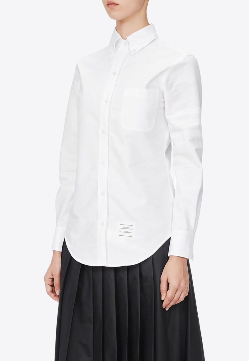 Thom Browne Tonal 4-bar Stripes Long-Sleeved Shirt White FLL005A06496_100