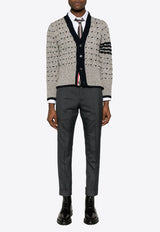 Thom Browne 4-bar Stripes Cable Knit Cardigan Gray MKC542AY1506_055