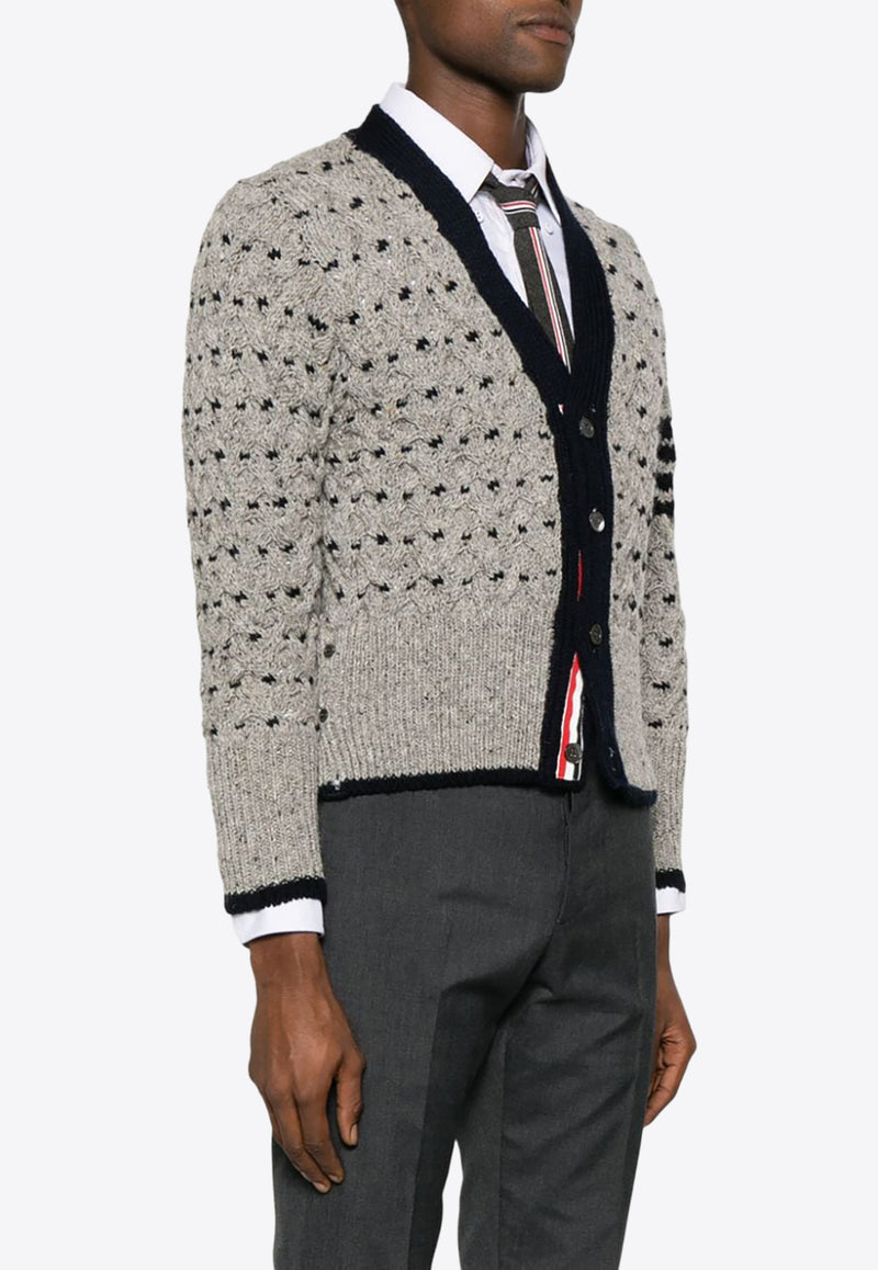 Thom Browne 4-bar Stripes Cable Knit Cardigan Gray MKC542AY1506_055