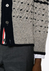 Thom Browne 4-bar Stripes Cable Knit Cardigan Gray MKC542AY1506_055