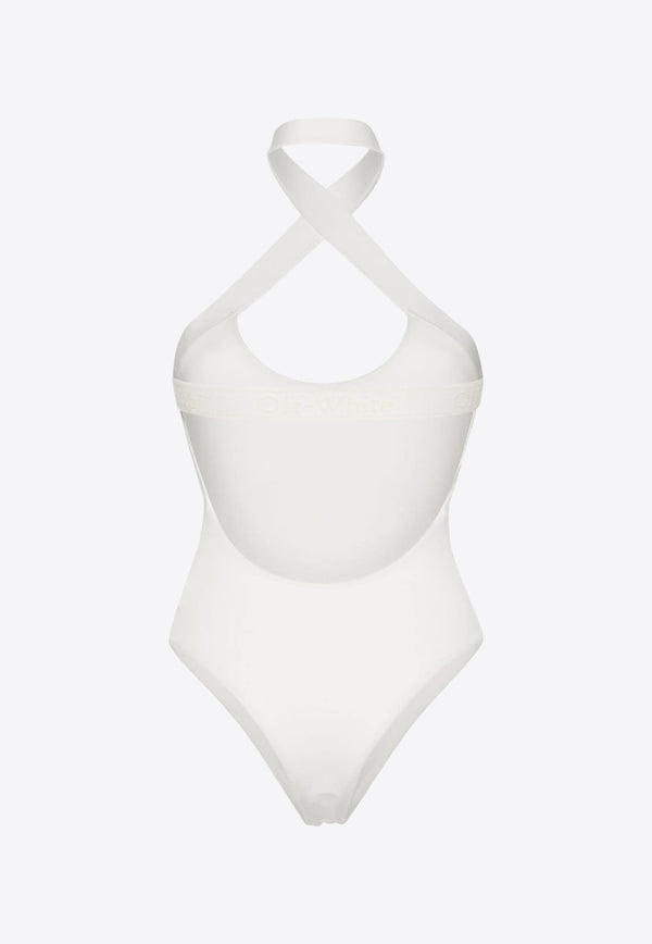 Off-White Halterneck One-Piece Swimsuit OWFC020S24FAB001_0101 White