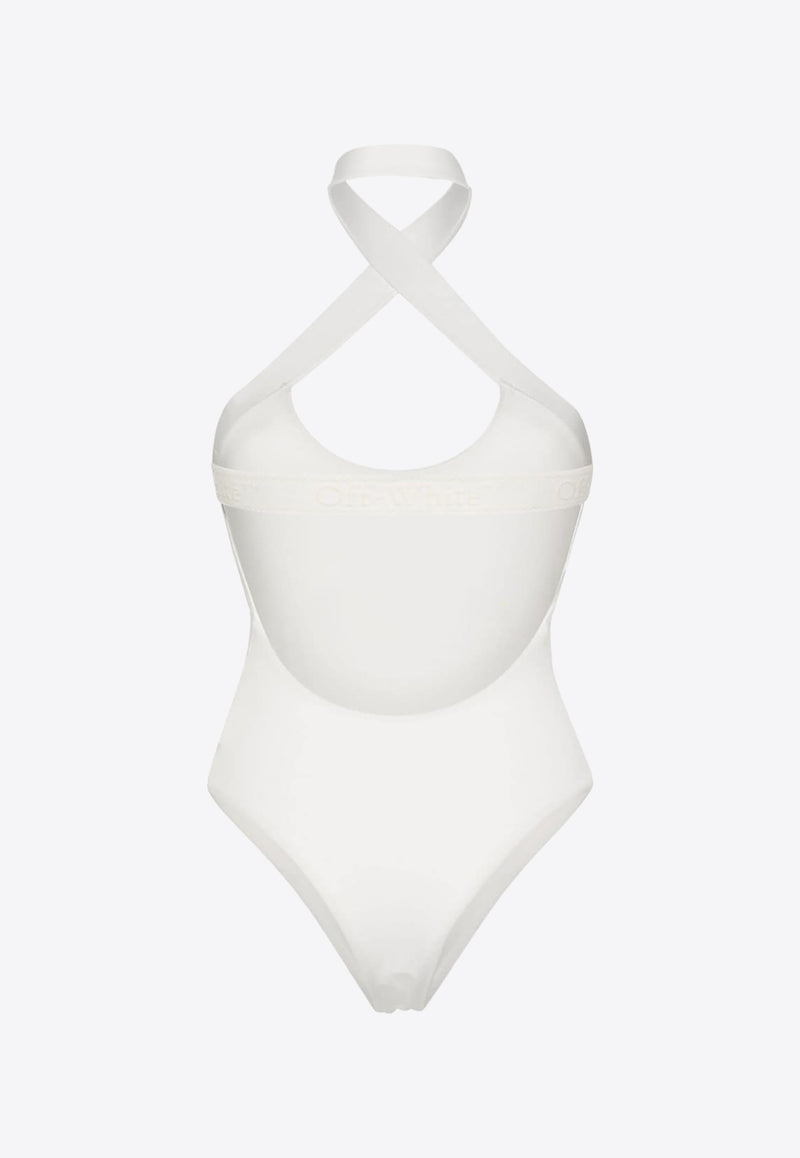 Off-White Halterneck One-Piece Swimsuit OWFC020S24FAB001_0101 White
