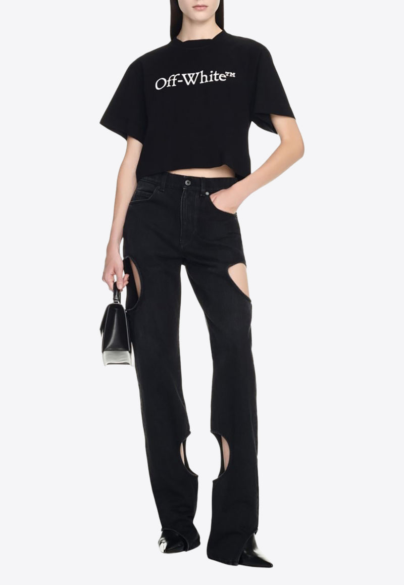 Off-White Meteor Cut-Out Straight-Leg Jeans OWYA058C99DEN002_1000 Black