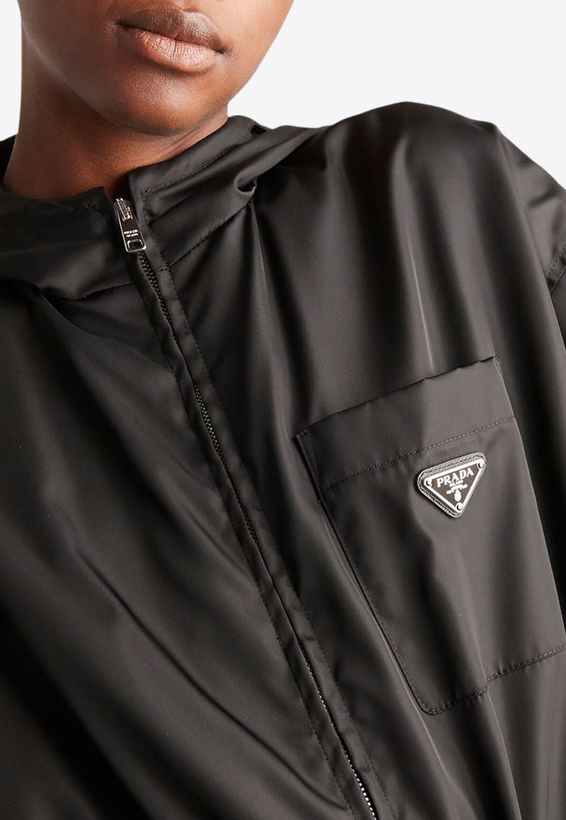 Prada Triangle Logo Hooded Raincoat Black 292061S2221WQ8_F0002
