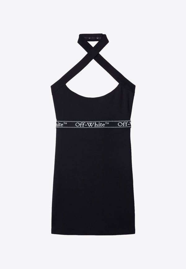 Off-White Logo Criss-Cross Straps Mini Dress OWVT036S24JER001_1001 Black