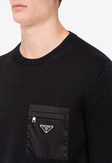 Prada Triangle Logo Wool Sweater Black UMB049S2021W4X_F0002