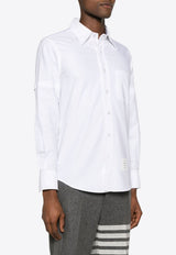 Thom Browne Name Tag Patch Long-Sleeved Shirt White MWL403OF0313_100