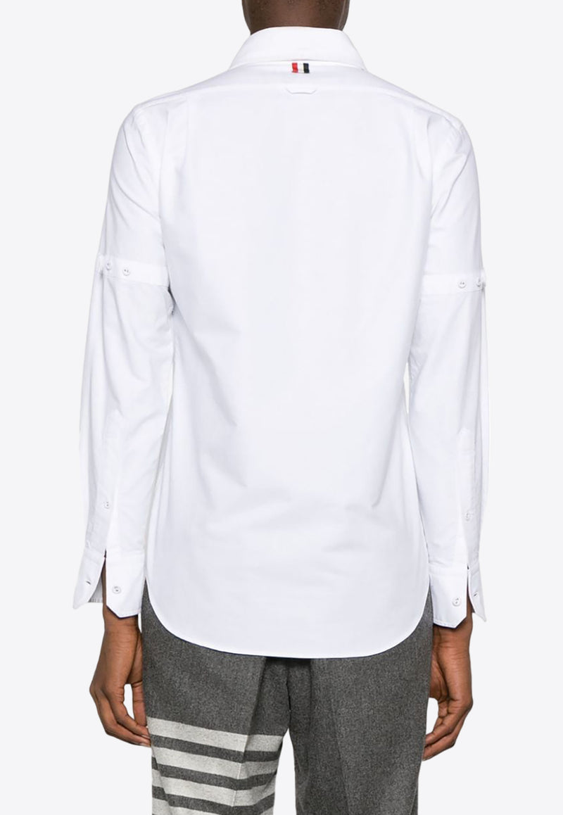 Thom Browne Name Tag Patch Long-Sleeved Shirt White MWL403OF0313_100