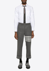 Thom Browne Name Tag Patch Long-Sleeved Shirt White MWL403OF0313_100