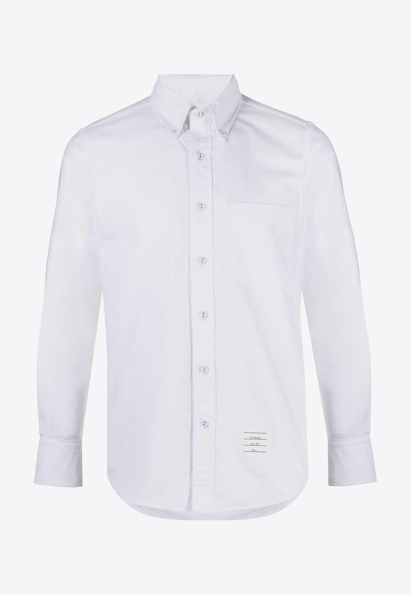 Thom Browne Name Tag Patch Long-Sleeved Shirt White MWL403OF0313_100