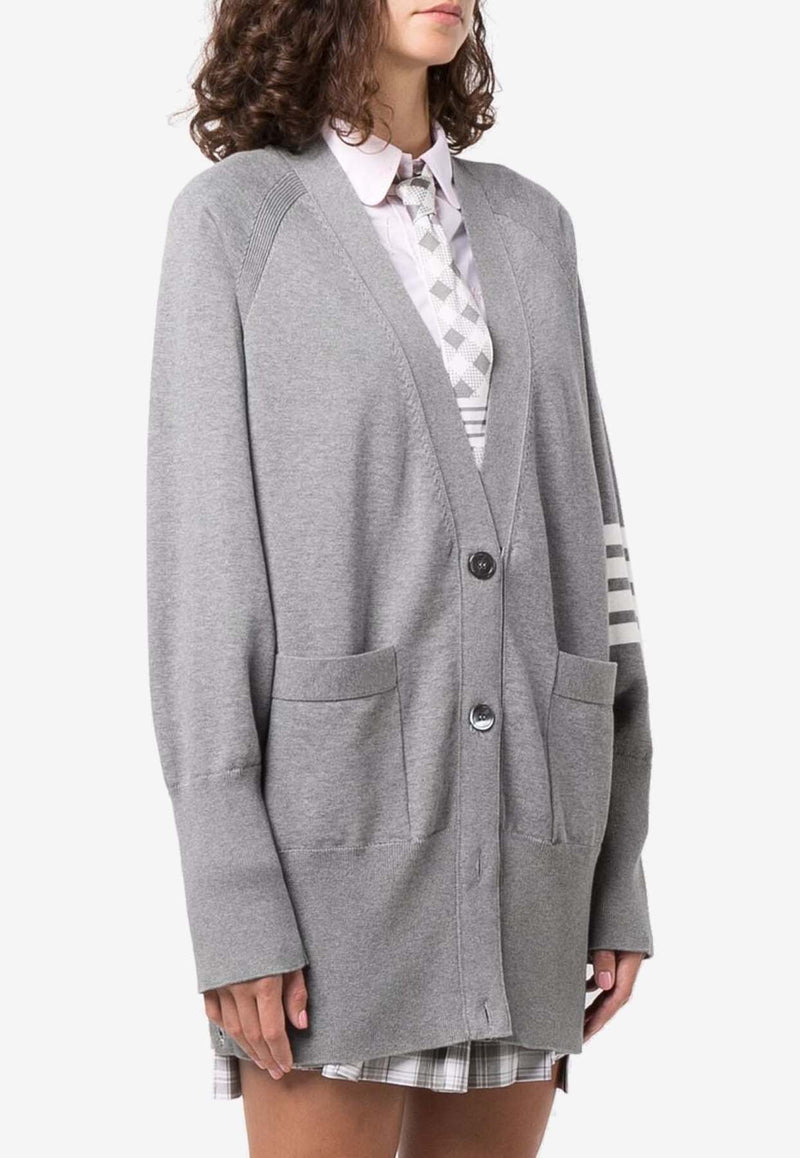 Thom Browne 4-bar Stripes Knitted Cardigan Gray FKC424AY3007_055